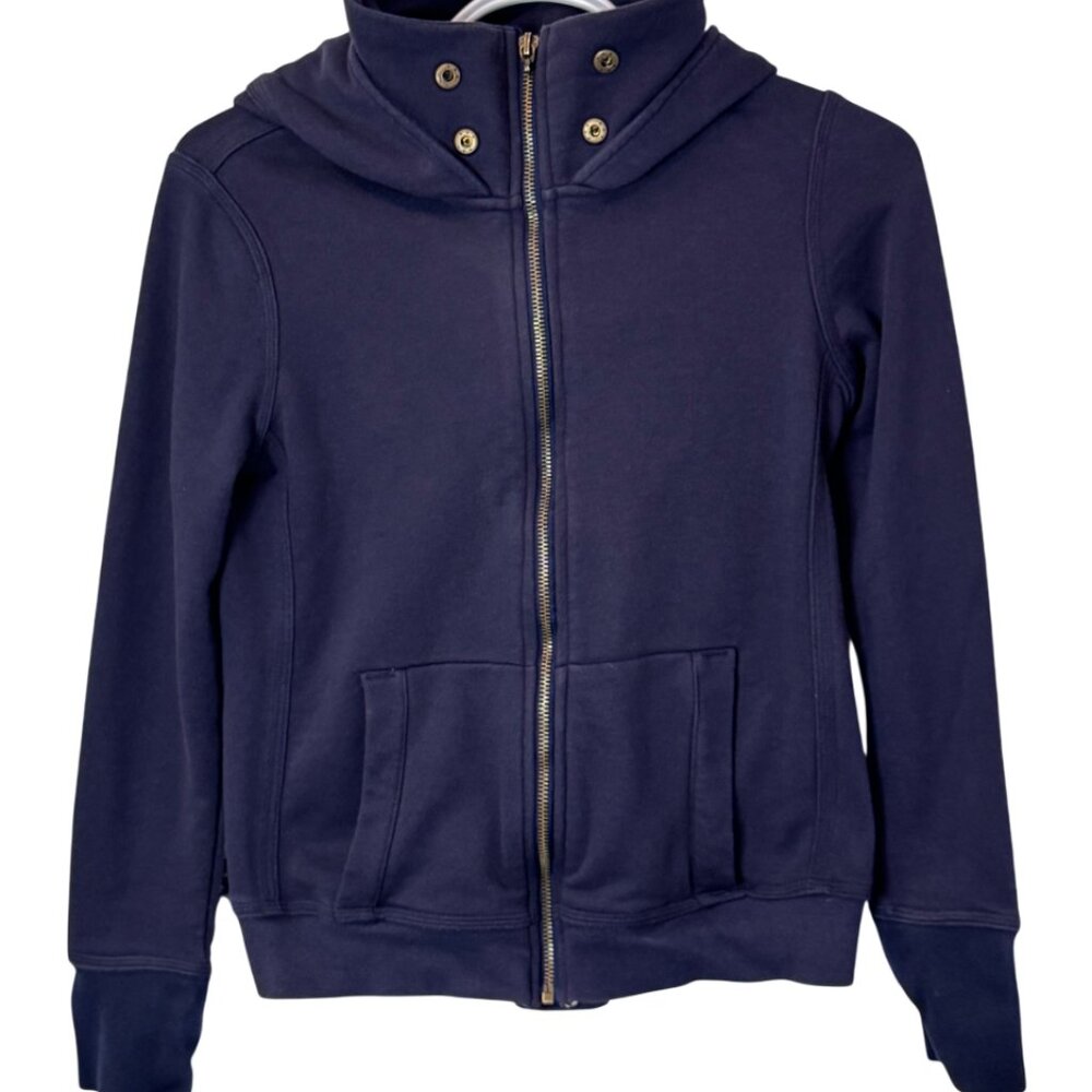 Much More navy blue back skull and roses design zip up hoodie size S